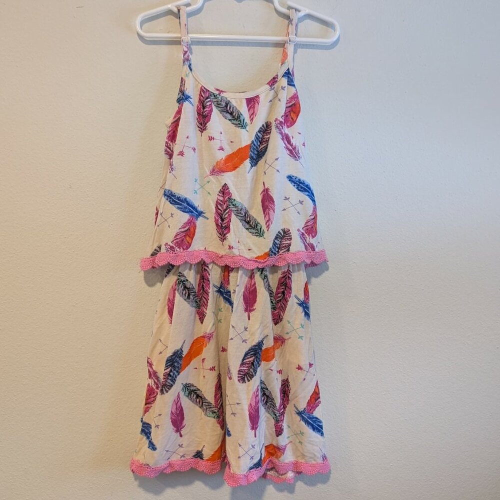 *5/$25* Girl's Tiered Feather Print Dress - Size Small (7)